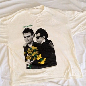 The Smiths T-Shirt Vintage Retro Apparel from The Smiths 1992 Picture of Morrissey and Marr with Yellow Gladiolas image 2