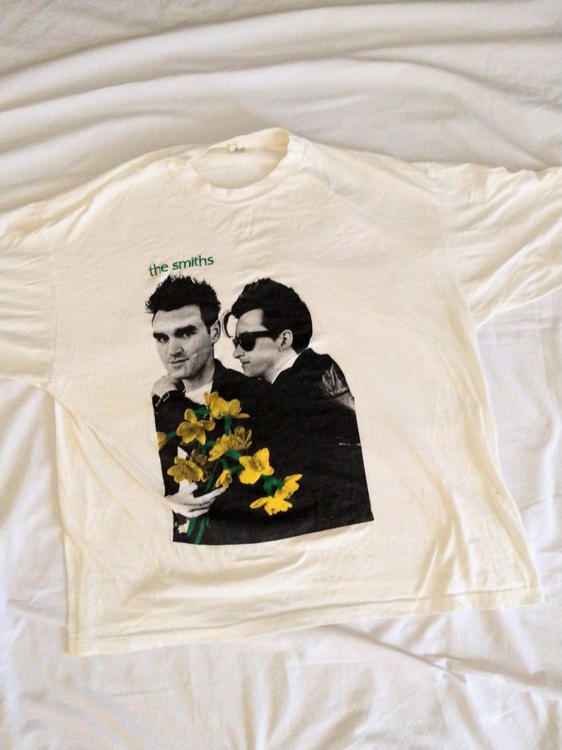 The Smiths T-Shirt Vintage Retro Apparel from The Smiths 1992 Picture of Morrissey and Marr with Yellow Gladiolas image 2