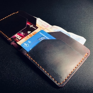Handgemachtes Leder Portemonnaie / Lila