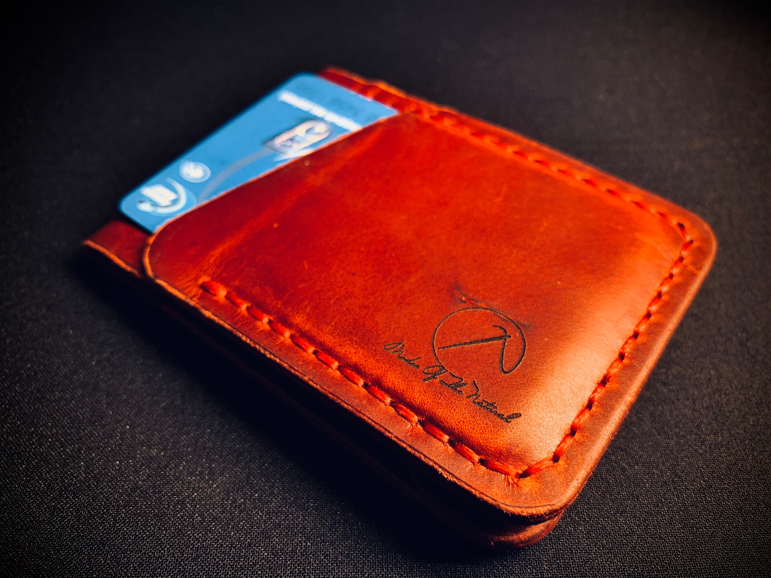 Natural Handmade Leather Card Holder / Red Etsy UK