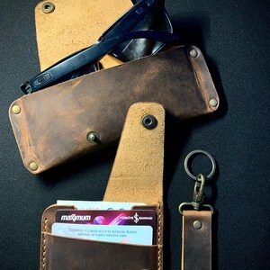 Natuurlijke handgemaakte lederen set bruin / 3 stuks