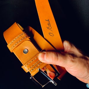 Natural Handmade Leather Men Belt / Genuine Leather / 38mm