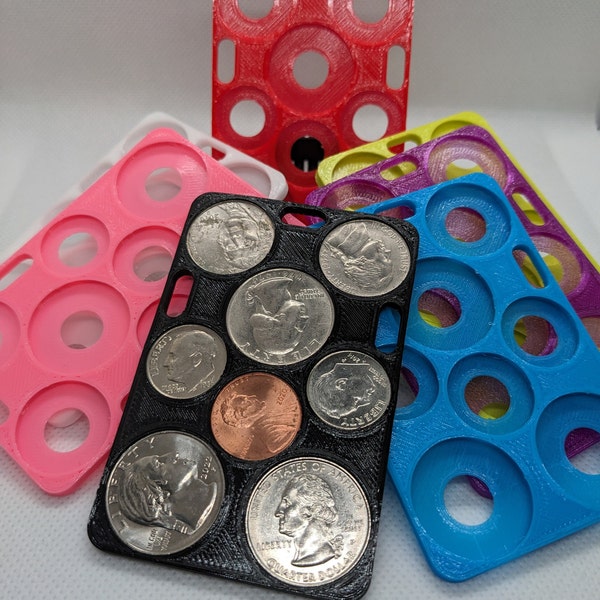 Coin Holder for Wallet. Made from TPU. Wallet Accessory, Slim Wallet Add on. Compatible with Ridge wallet. Slightly smaller than credit card