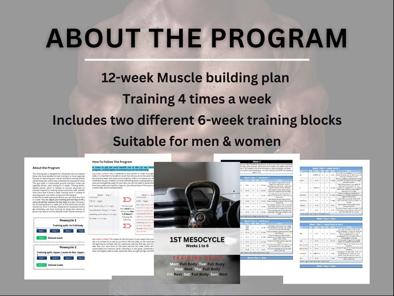12-week Muscle Growth Gym Program | 4-day Hypertrophy Training Plan ...