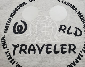 Mouse Ears Epcot World Traveler T-Shirt   With Optional Glow In The Dark.