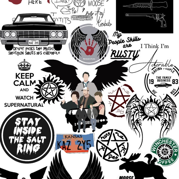 Supernatural Stickers, Sticker packs, supernatural sticker packs, Dean Winchester, Sam Winchester, Castiel, Winchester Stickers