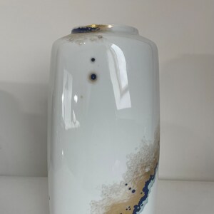 Fürstenberg porcelain vase, white with blue and gold, 1970s design, 29 cm