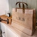 Luxury personalised monogrammed tote bag | Luxury leather handle bag | Personalised jute bag | Lifestyle bag | Eco bag | Luxury shopper bag 