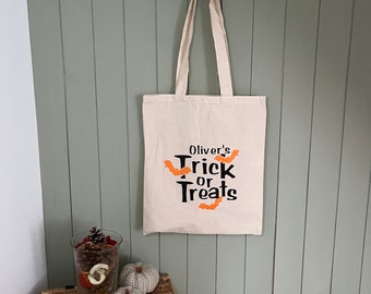 Personalised Halloween tote bag | Personalised trick or treat bag | Halloween Bag