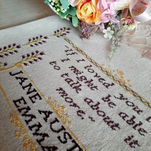 Jane Austen Emma Quote Cross Stitch Pattern: Floral Border (PDF Pattern)