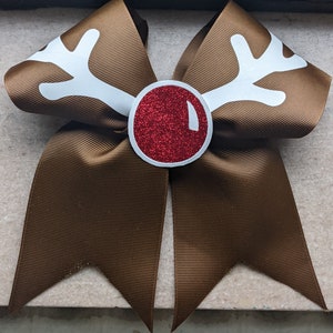 3D Christmas Red-Nose Reindeer Custom Cheer Bow