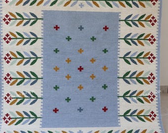 Alfombra moderna de tejido plano, alfombra de lana multicolor, alfombra persa de lana color marfil, alfombra de lana tejida a mano para sala de estar, alfombra floral de regalo, alfombra de lana de 152 x 244 cm (5 x 8 pies)