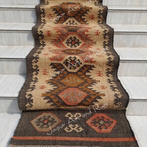 Wool Jute Runner, Handmade Runner, Wool Jute Rug, Kilim Runner, Jute rug, Jute Runner, Woven Rug, Woven Runner, Navajo Rug, Weave Rug, Rug. image 3