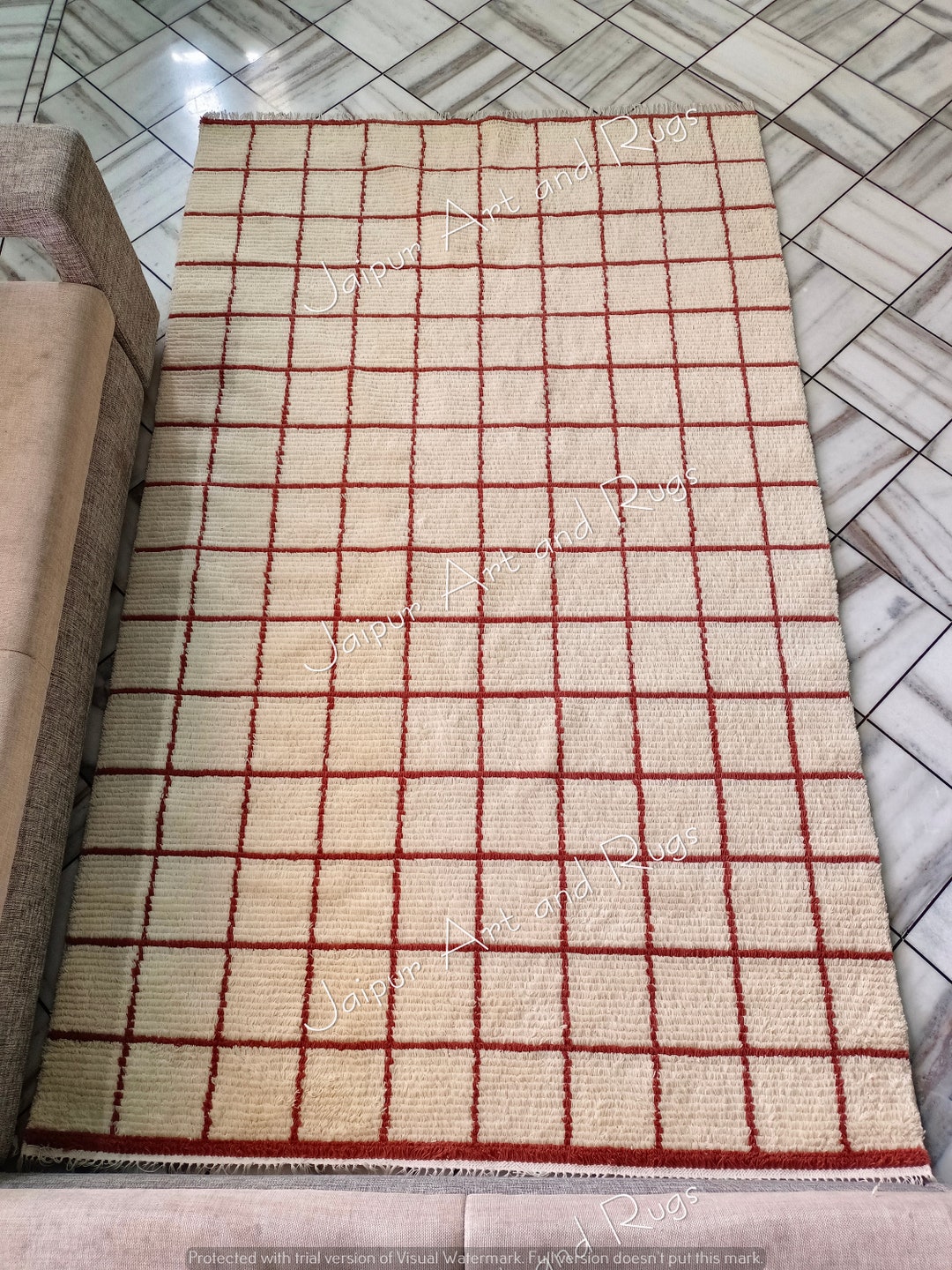 Wool Check Rug Handmade Wool Checkered Area Rug, Moroccan Boho Decor, Grid Carpet ...
