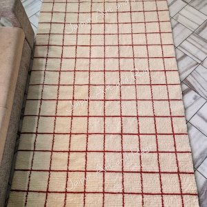Handmade Wool Checkered Area Rug: Moroccan Boho Decor