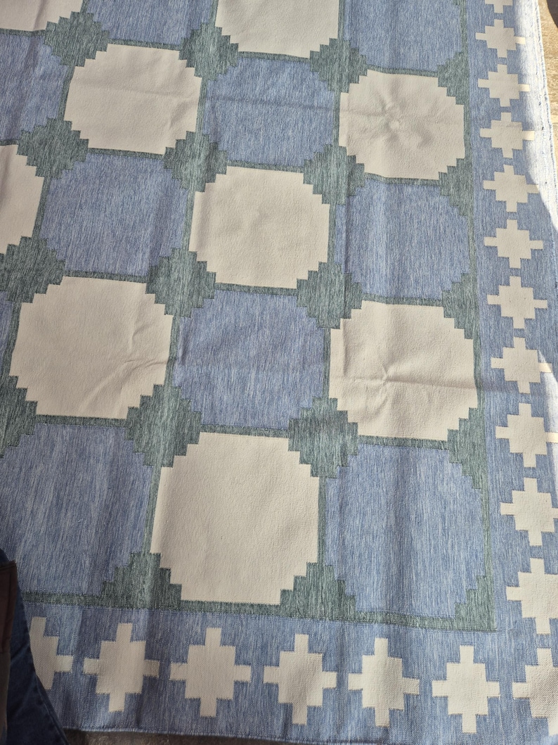 Handmade Woven Flat Weave Rug, Custom Size Area Dhurrie, Home & Living Room, Bedroom, Hallway Floor Rug, Cotton Rug 8x10, Area Rug, image 10
