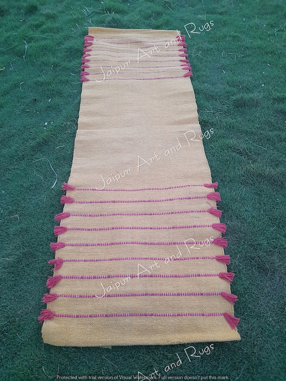 Hand-Knotted Cotton Yoga Mat: Eco Friendly Prayer Rug (2x6 feet)