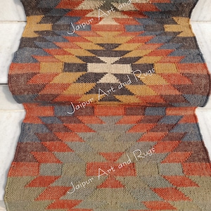 Wool Jute kilim Multi Color Runner Rug,Bedside Runner,Custom Stair Bohemian,Hallway kitchen Living Floor,Vintage Room Gifts,Oriental Runner.