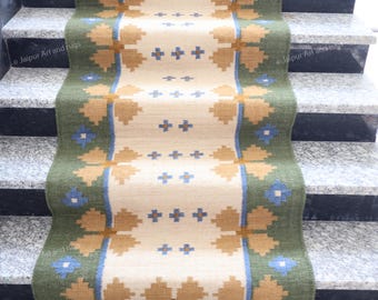 Alfombra para escaleras / Tonos tierra / Alfombra de lana premium de inspiración sueca / Hecha a mano para mesita de noche, recibidor / Multidecoración / Tamaños personalizados