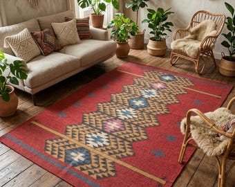 Hand Made Wool Jute Kilim Rug, Bedroom Rug, Guestroom Rug, Home Decor Rug, Large Size Runner Rug, Area Rug, Multi Color Runner Rug.