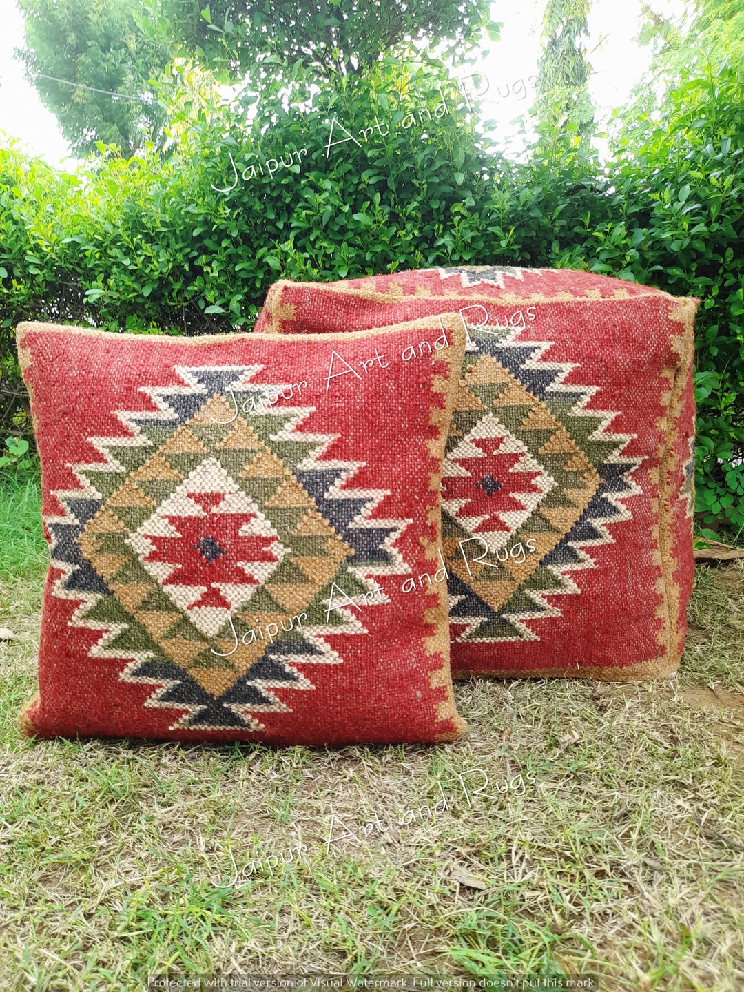 Authentic Kilim Ottoman Footstool Floor Seating Pouffe Etsy