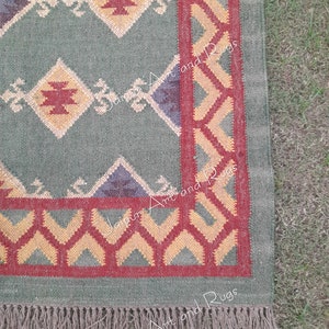 Handmade Wool Jute Rug, Navajo Kilim Rug, Aztec Rug, Accent Rug ...