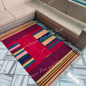 Handgeweven aards boho kleurrijk loper vloerkleed woonkamer slaapkamer logeerkamer loper, katoenen vloerkleed 8 x 10, 9 x 12, 10 x 14 ft, kelimtapijt, boho-tapijt