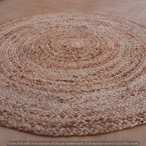 Handmade Braided Jute Round Rug: Natural Fiber Decor