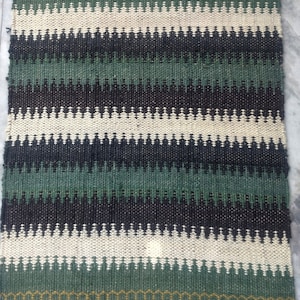 Handmade Jute Kilim Runner Rug: Black & Green Hallway Rug