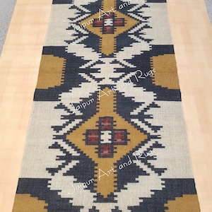 Handmade Wool Jute Kilim Rug: Vintage Boho Decor, Black (4x8 Feet)