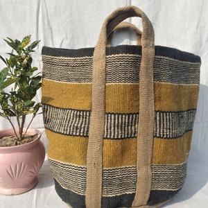 Handmade Natural Jute Basket Bag Vintage style Cross body bag,Round Boho Bag,woven laundry basket, Storage basket,Grocery Store Basket Bags.