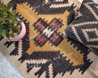 Handmade Wool Rug, Navajo Kilim Rug, Aztec Rug, Accent Rug, Outdoor Rug, Bedroom Rug