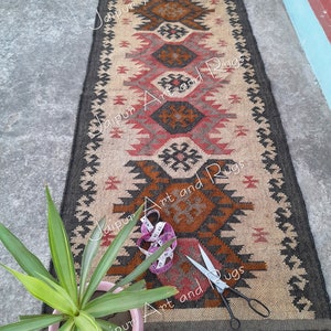 Wool Jute Runner, Handmade Runner, Wool Jute Rug, Kilim Runner, Jute rug, Jute Runner, Woven Rug, Woven Runner, Navajo Rug, Weave Rug, Rug. image 2