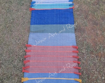 Multicolor Organic Cotton Yoga Rug Runner: 2x6 Ft Meditation Mat