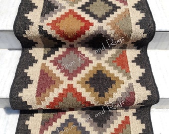 2.5x10 Ft Jute Handwoven Kilim Runner Rug, Handmade Rug, Kilim Carpet, Indian Handmade Rug, Oriental, Traditional, Navajo, Eco Friendly Rug.