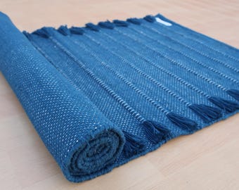 Blue Color Cotton Yoga Mat,Organic Cotton Yoga Mat, Herbal Infusion,Eco-Friendly Pilates Rug,Home and Living Room Mat,Custom Cotton Yoga Mat
