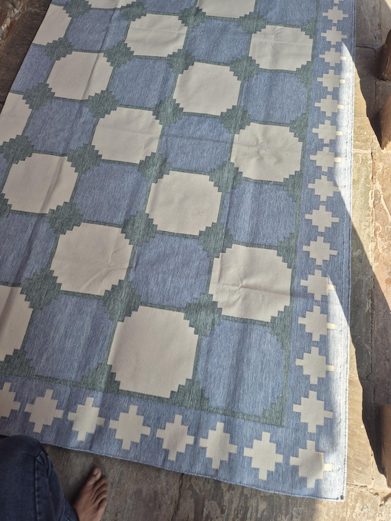 Handmade Woven Flat Weave Rug, Custom Size Area Dhurrie, Home & Living Room, Bedroom, Hallway Floor Rug, Cotton Rug 8x10, Area Rug,