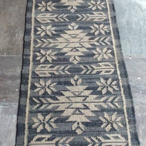 Wool Jute kilim black Runner Rug Bedside Runner Custom Stair Bohemian Hallway kitchen Living Floor Vintage Room Gifts Oriental Runner Rug