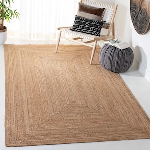 Tappeto intrecciato in iuta fatto a mano: tappeto boho smerlato