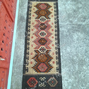Wool Jute Runner, Handmade Runner, Wool Jute Rug, Kilim Runner, Jute rug, Jute Runner, Woven Rug, Woven Runner, Navajo Rug, Weave Rug, Rug. image 8