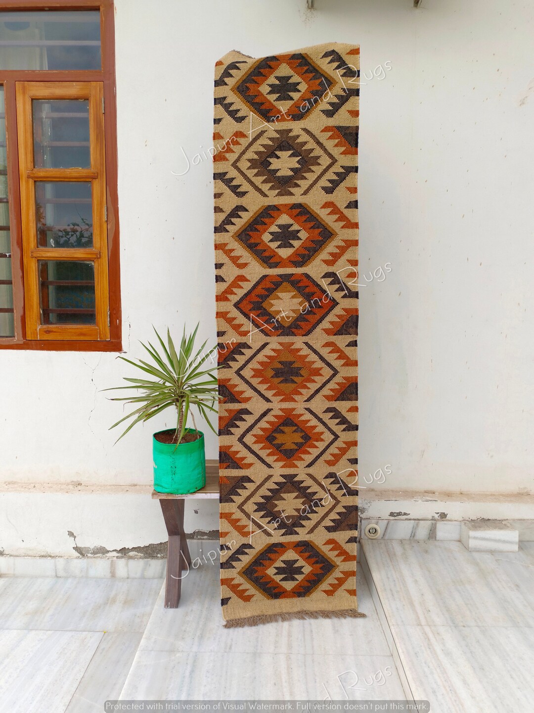 Wool Jute Kilim Multi Color Runner Rug,bedside Runner,custom Stair ...