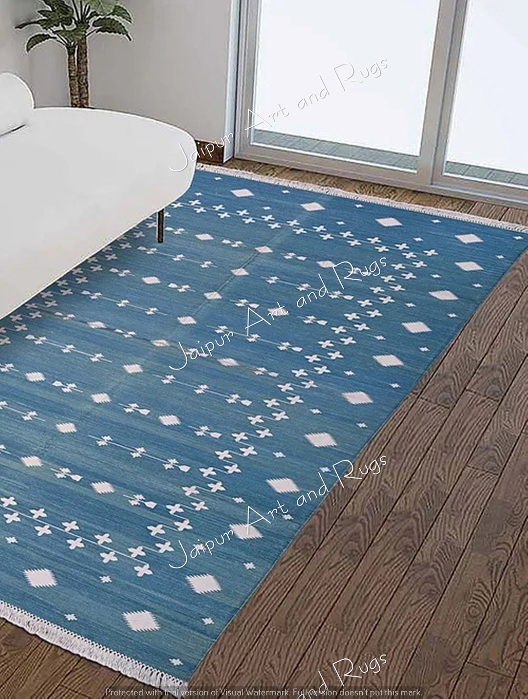 Light Blue Rug Patterns Handmade Light Blue Cotton Rug: Modern White Design, Eco Friendly - Etsy