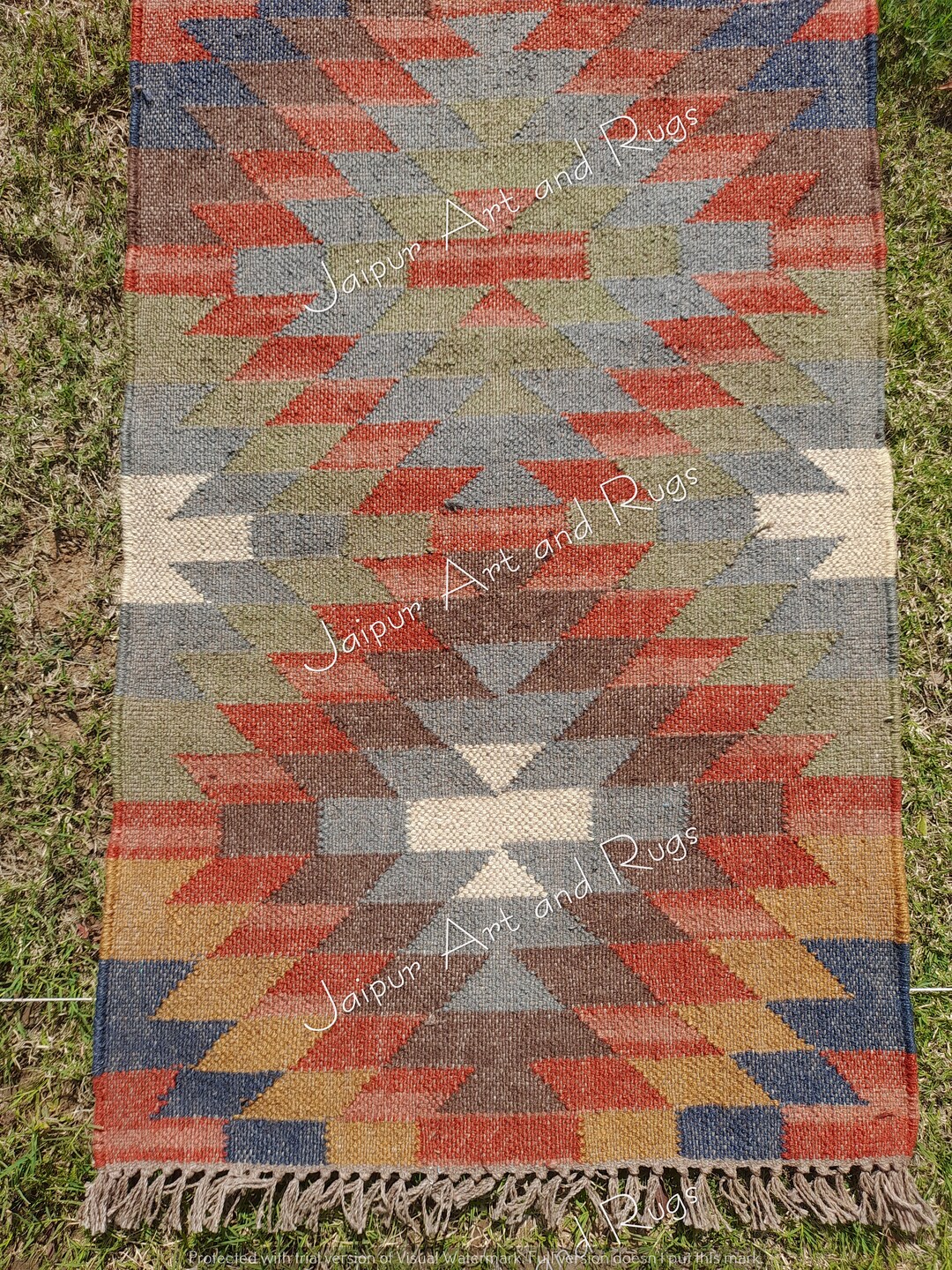 2x18 Ft Handmade Wool and Jute Runner, Kilim Runner, Handmade Runner
