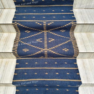 Handmade Wool Jute Kilim Runner Rug: Stair, Hallway Decor