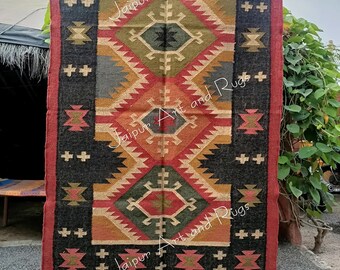 Handmade Multi Size Handwoven Multicolor Rug Floral Kilim Traditional Turkish Rug for Bedroom | Kitchen | Living  Area