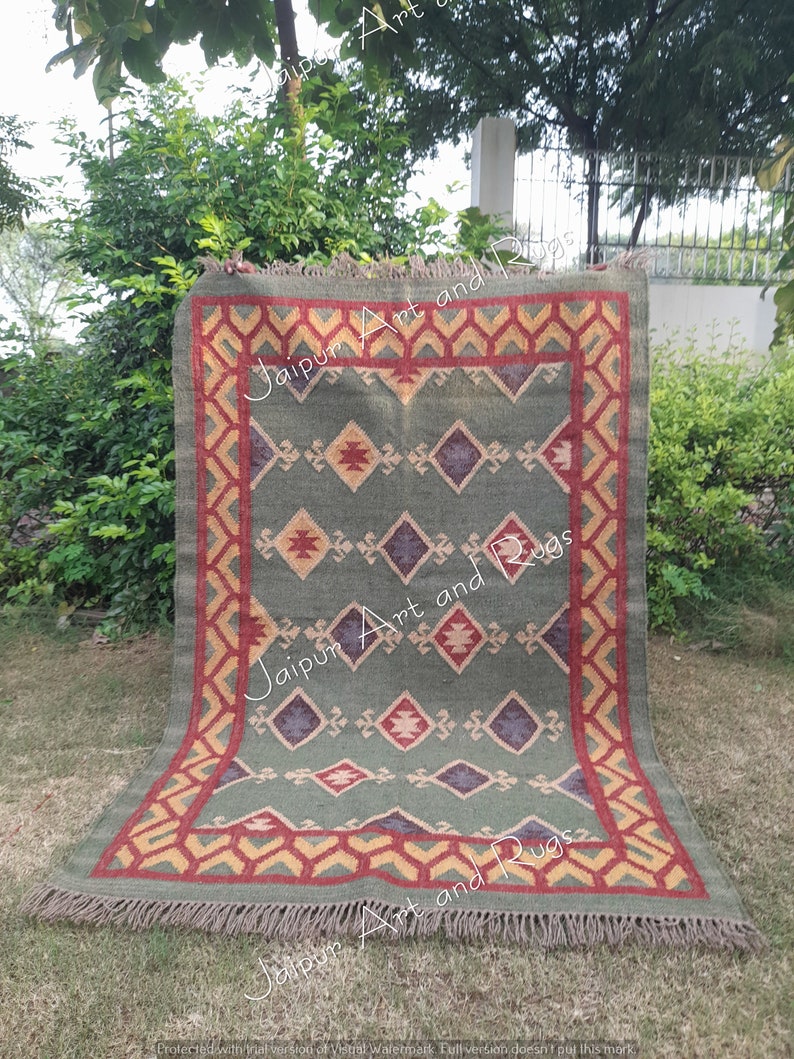 Handmade Wool Jute Rug Navajo Kilim Rug Aztec Rug Accent - Etsy