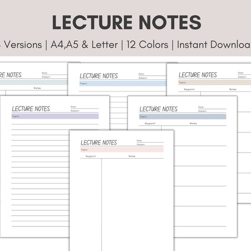 Study Digital Note Taking Template Student Lecture Notes - Etsy