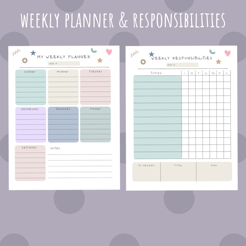 Kids Planner Printable Planner Printable Planner for Kids - Etsy India