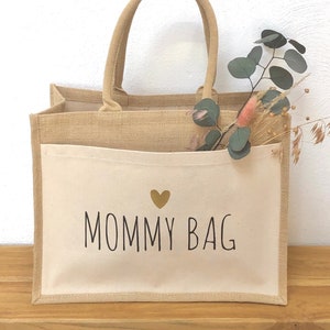 Jute bag, shopper, bag, shopper bag, for mom, mommy bag, baby shower, birth, gift for mom, 42x33x19 image 4