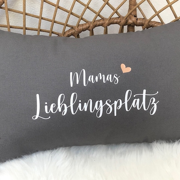 Kissen Lieblingsplatz personalisiert mit Namen, Geschenk für Mama, Oma usw.